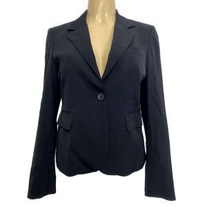 Burberry Blazer Jacket Black Wool One Button Notch Lapel Lined Italy 6 S